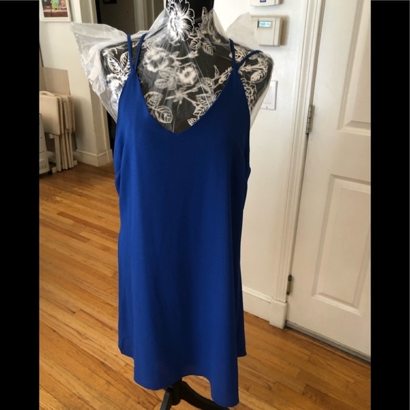 Xhilaration size XXL royal blue lined V-neck dress with criss cross back NWT - Picture 3 of 8